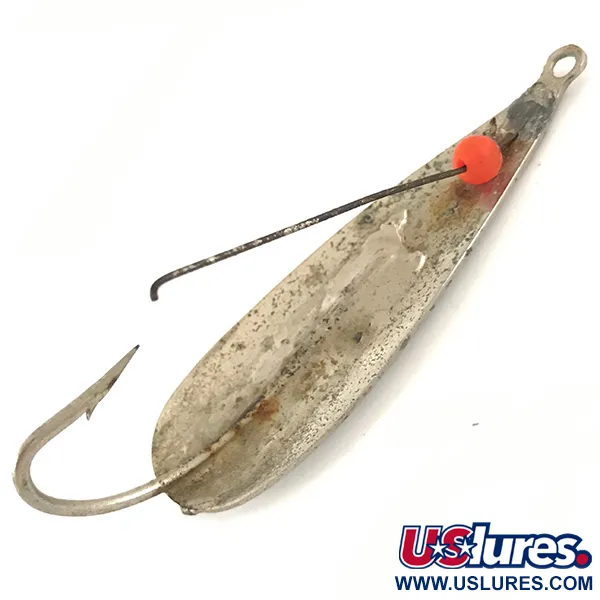 Vintage   Weedless Marathon Weedless Wobbler, 1/2oz Hammered Silver fishing spoon #4701