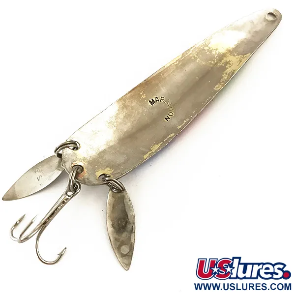 Vintage   Marathon (with sonic blades), 3/5oz Nickel / Red / Blue / Green fishing spoon #4714