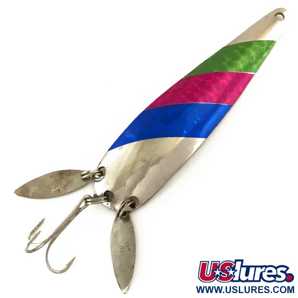 Vintage   Marathon (with sonic blades), 3/5oz Nickel / Red / Blue / Green fishing spoon #4714