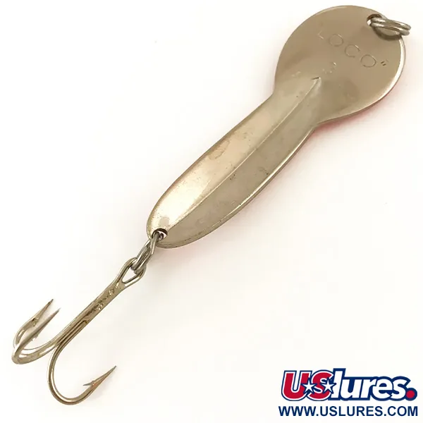Vintage  Glen Evans Loco 3 UV, 3/5oz Fluorescent Orange / Nickel fishing spoon #4718