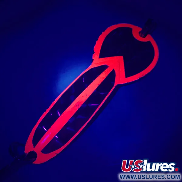 Vintage  Glen Evans Loco 3 UV, 3/5oz Fluorescent Orange / Nickel fishing spoon #4718