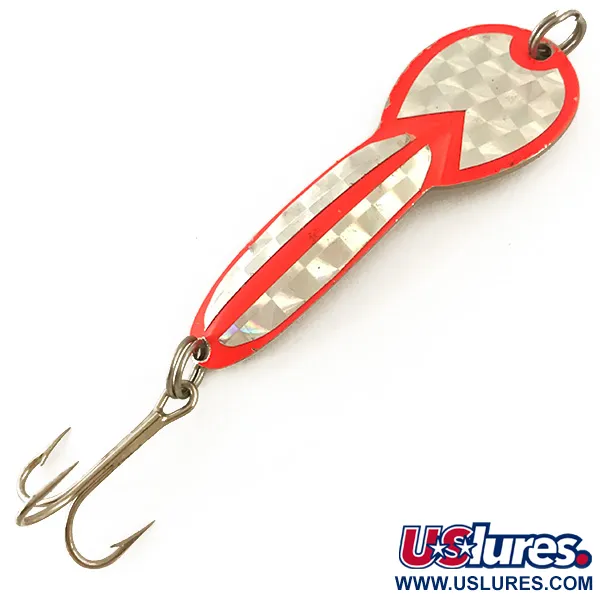 Vintage  Glen Evans Loco 3 UV, 3/5oz Fluorescent Orange / Nickel fishing spoon #4718