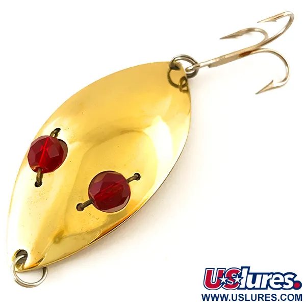 Vintage  Hofschneider Red Eye Wiggler , 1oz Gold fishing spoon #4719
