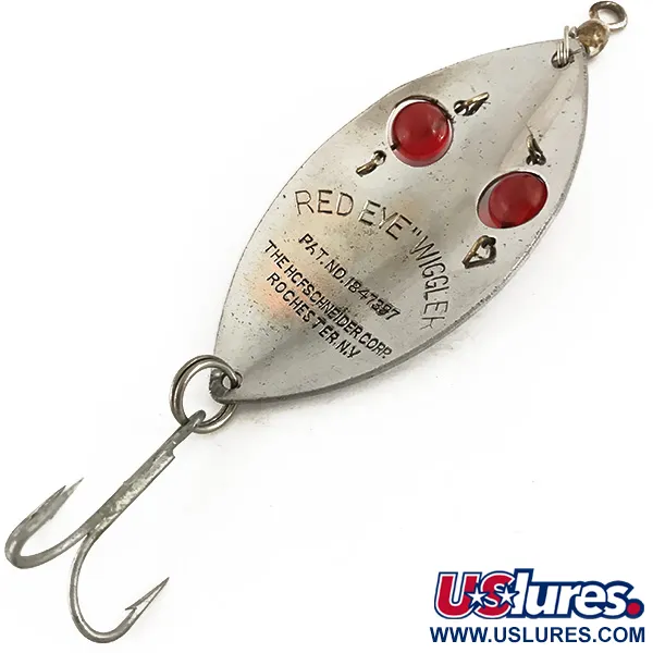 Vintage  Hofschneider Red Eye Wiggler, 1oz Nickel fishing spoon #4730