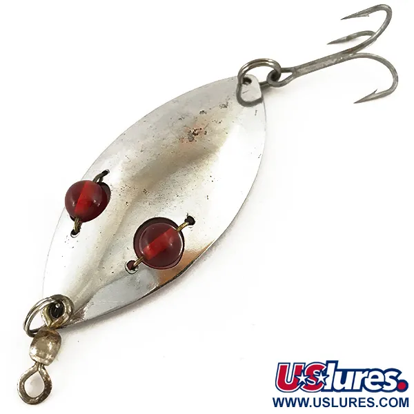 Vintage  Hofschneider Red Eye Wiggler, 1oz Nickel fishing spoon #4730