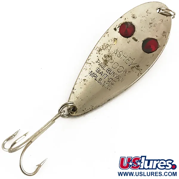 Vintage   Paul Bunyan Flash eye spoon, 3/5oz Nickel / Red Eyes fishing spoon #4732
