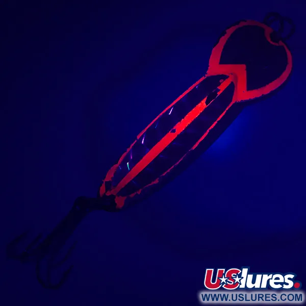 Vintage   Glen Evans Loco 4 UV, 3/4oz Brass / Red UV Glow in UV light, Fluorescent fishing spoon #4745