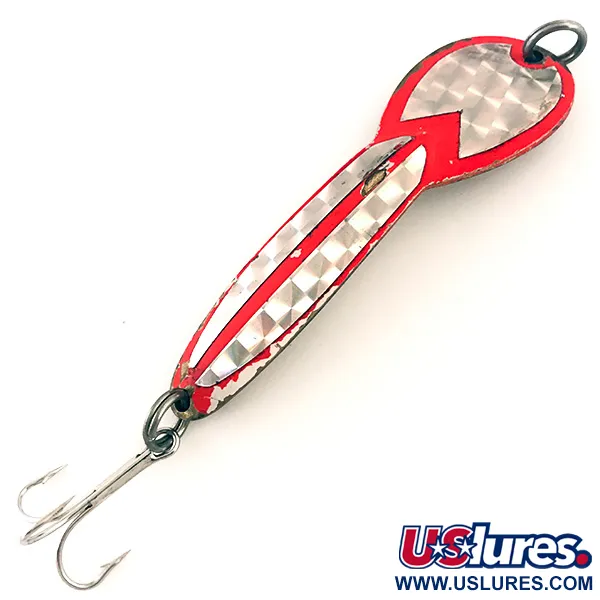 Vintage   Glen Evans Loco 4 UV, 3/4oz Brass / Red UV Glow in UV light, Fluorescent fishing spoon #4745