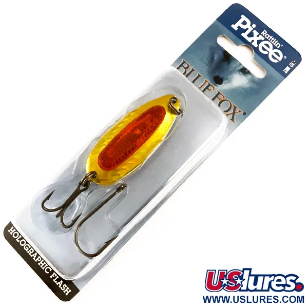   Blue Fox Rattlin Pixee UV, 1/2oz Golden / Red fishing spoon #4749