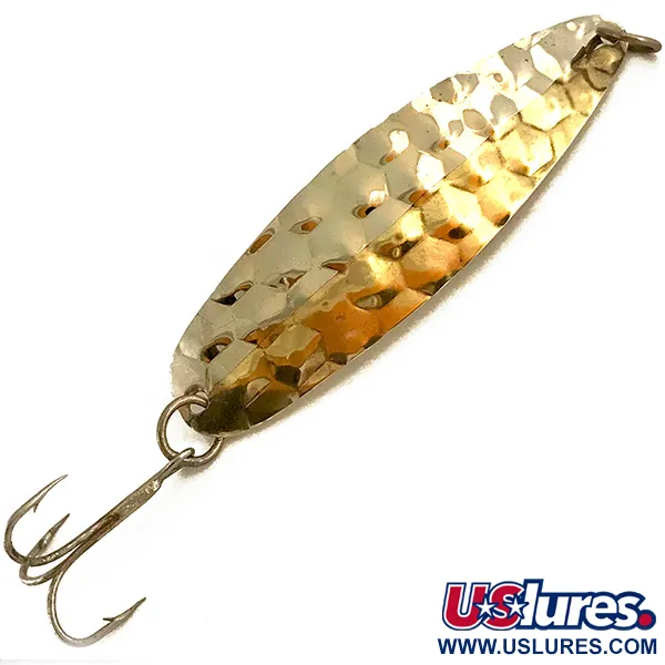 Vintage  Luhr Jensen Flutter Spoon, 3/16oz Hammered Silver / Gold fishing spoon #4750