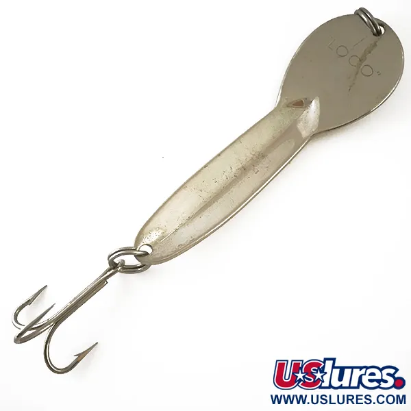 Vintage  Glen Evans Loco 4 UV, 3/4oz Nickel / Yellow / Hologram fishing spoon #4760