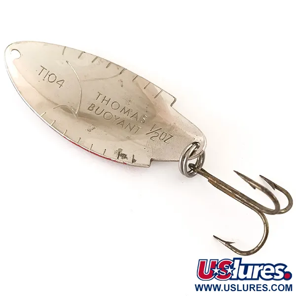 Vintage   Thomas Buoyant, 1/2oz Nickel / Red / Yellow / Black fishing spoon #4769