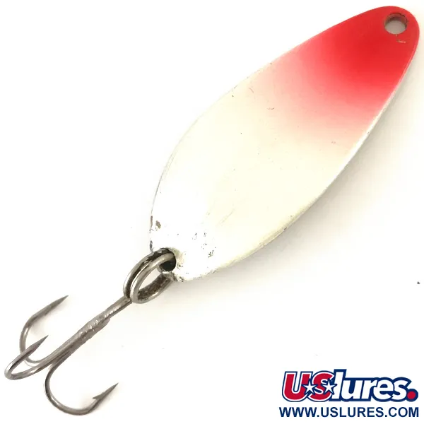 Vintage  Seneca Little Cleo, 1/4oz Red / White Pearl / Nickel fishing spoon #4787