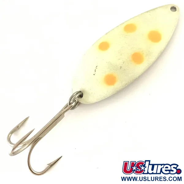 Vintage   Acme Little Cleo Glow, 3/4oz White Glow in Dark / Nickel fishing spoon #4789