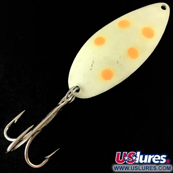 Vintage   Acme Little Cleo Glow, 3/4oz White Glow in Dark / Nickel fishing spoon #4789