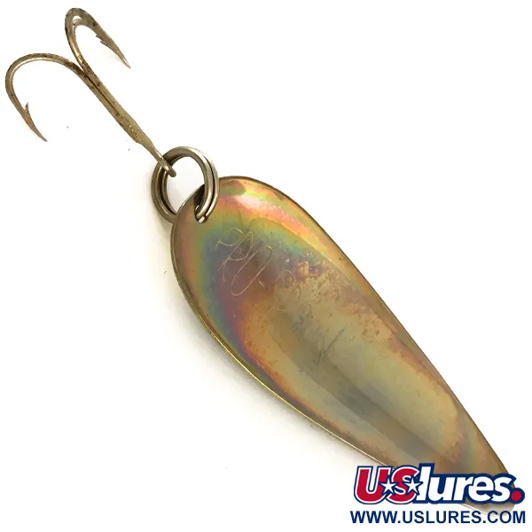 Vintage  American Sportsman Pro Spoon, 3/8oz Black / Yellow / Rainbow Nickel fishing spoon #4799