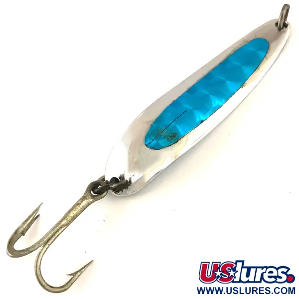 Vintage  Luhr Jensen Krocodile Die #4, 2/3oz Nickel / Light Blue with Green Tint fishing spoon #4804