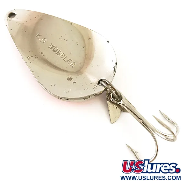 Vintage  Acme K.O. Wobbler, 3/4oz Nickel / Orange fishing spoon #4806