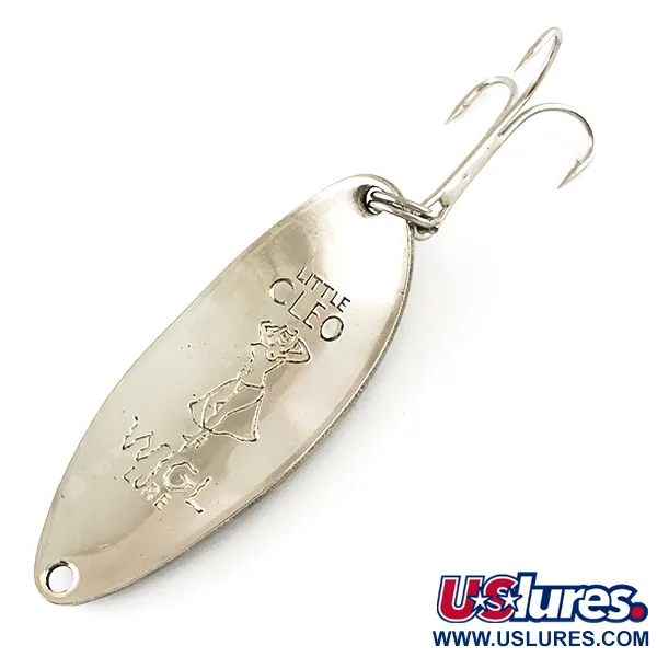 Vintage  Acme Little Cleo (Hula Girl), 1/2oz Nickel / Blue / Red fishing spoon #4809