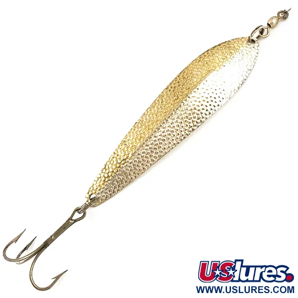 Vintage   Williams Whitefish C80, 1oz Hammered Silver / Gold fishing spoon #4814