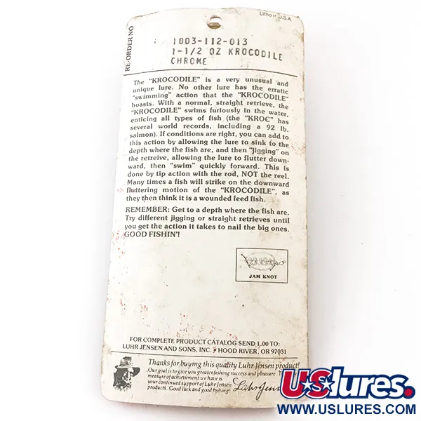  Luhr Jensen Krocodile Die #5, 1 1/2oz Nickel fishing spoon #4825