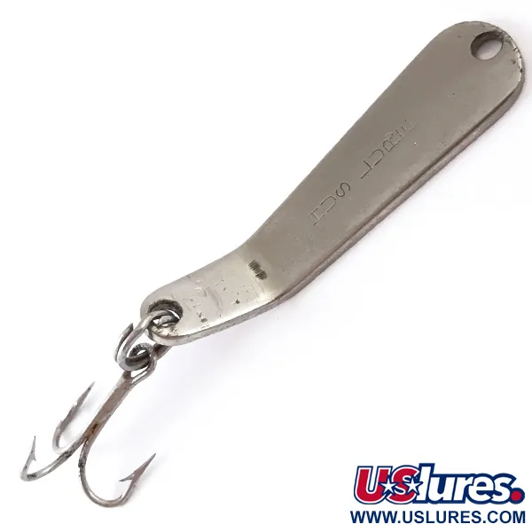Vintage  Luhr Jensen Hus-lure UV, 1/8oz Nickel / Orange UV Glow in UV light, Fluorescent fishing spoon #4839