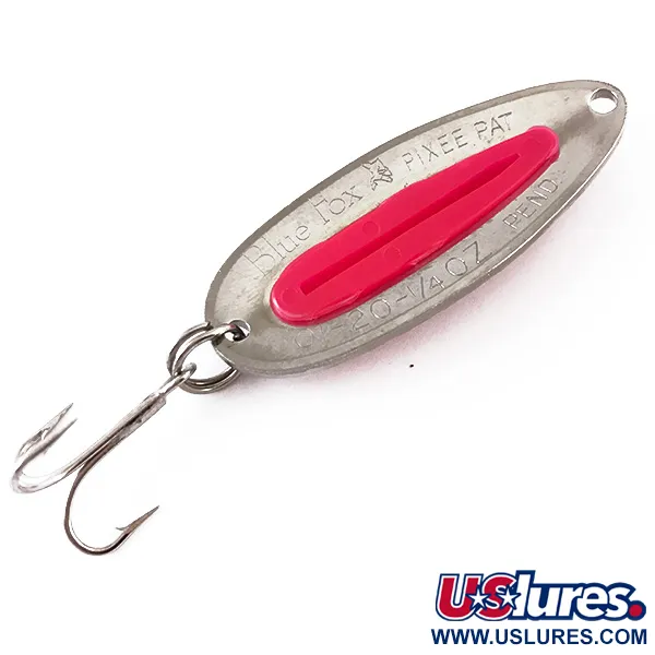 Vintage   Blue Fox Pixee UV, 1/4oz Hammered Nickel / Pink fishing spoon #4841