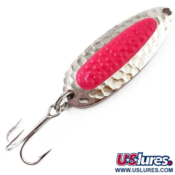 Vintage   Blue Fox Pixee UV, 1/4oz Hammered Nickel / Pink fishing spoon #4841