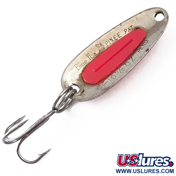 Vintage   Blue Fox Pixee UV, 3/16oz Hammered Nickel / Pink fishing spoon #4843