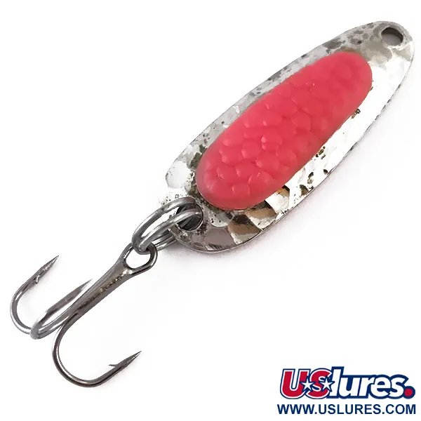 Vintage   Blue Fox Pixee UV, 3/16oz Hammered Nickel / Pink fishing spoon #4843