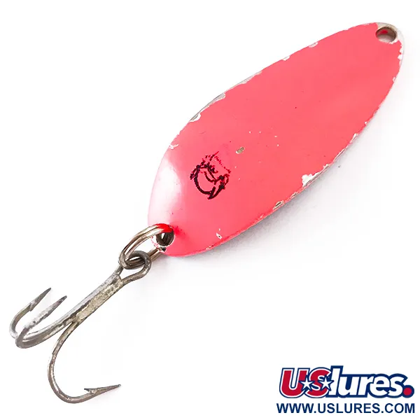 Vintage  Eppinger Dardevle Devle Dog 5300 UV, 1/3oz Pink / Nickel UV Glow in UV light, Fluorescent fishing spoon #4845