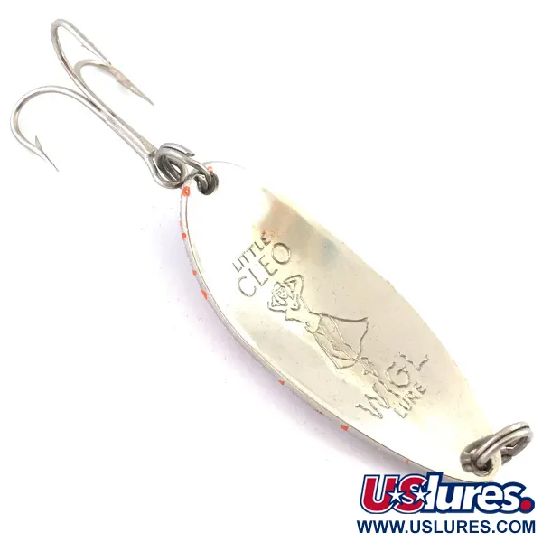 Vintage  Seneca Little Cleo (Hula Girl), 1/2oz White / Brown / Red / Nickel fishing spoon #4846