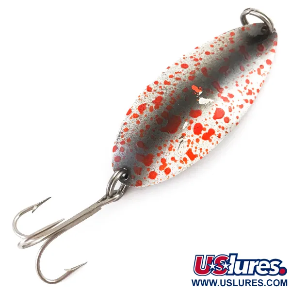 Vintage  Seneca Little Cleo (Hula Girl), 1/2oz White / Brown / Red / Nickel fishing spoon #4846