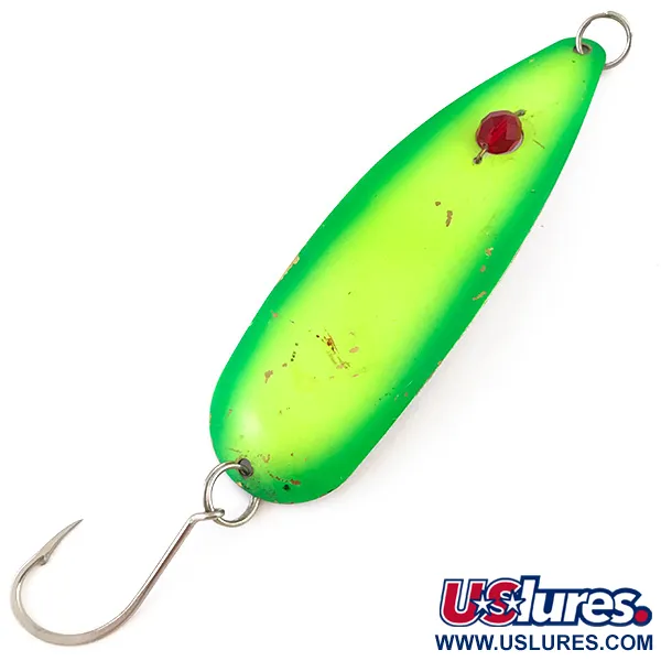 Vintage  Eppinger Red Eye Evil Eye, 3/4oz Fluorescent Yellow / Green / White fishing spoon #4848
