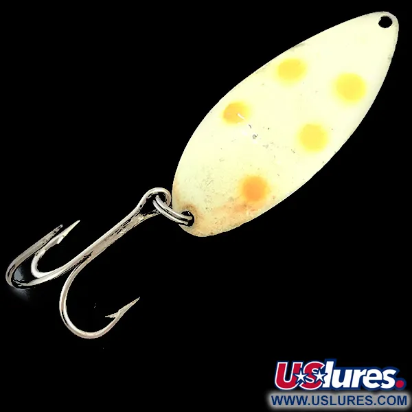 Vintage   Acme Little Cleo Glow, 3/4oz White / Pink / Nickel fishing spoon #4908