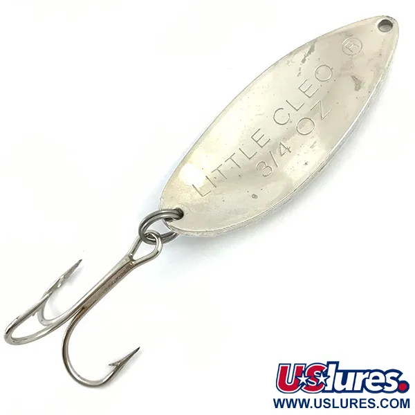 Vintage   Acme Little Cleo Glow, 3/4oz White / Blue / Nickel Glow in Dark fishing spoon #4909