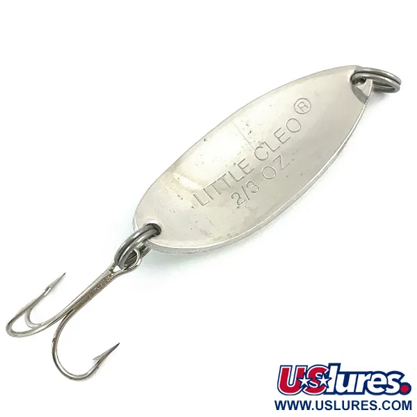 Vintage   Acme Little Cleo Glow, 3/5oz White / Green / Nickel / Glow in Dark fishing spoon #4911