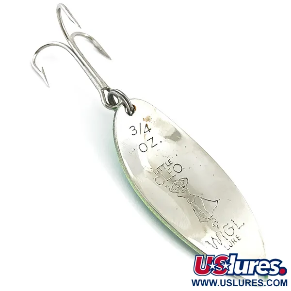 Vintage  Seneca Little Cleo (Hula Girl), 3/4oz Yellow / Green / Nickel fishing spoon #4912