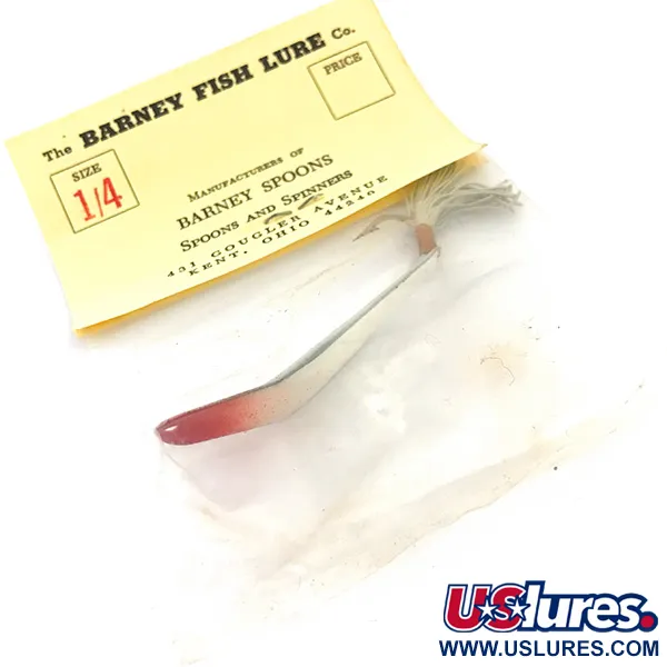   Weedless Barney Spoon, 1/4oz Red / White fishing spoon #4924