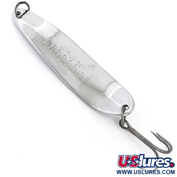 Vintage  Luhr Jensen Krocodile, 3 1/4oz Nickel fishing spoon #4936