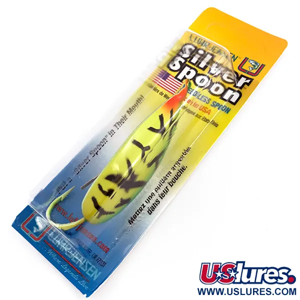 Vintage  Luhr Jensen Weedless Silver Spoon UV, 3/5oz Fire Tigre / Silver fishing spoon #4948