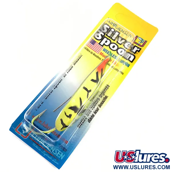 Vintage  Luhr Jensen Weedless Silver Spoon UV, 3/5oz Fire Tigre / Silver fishing spoon #4948