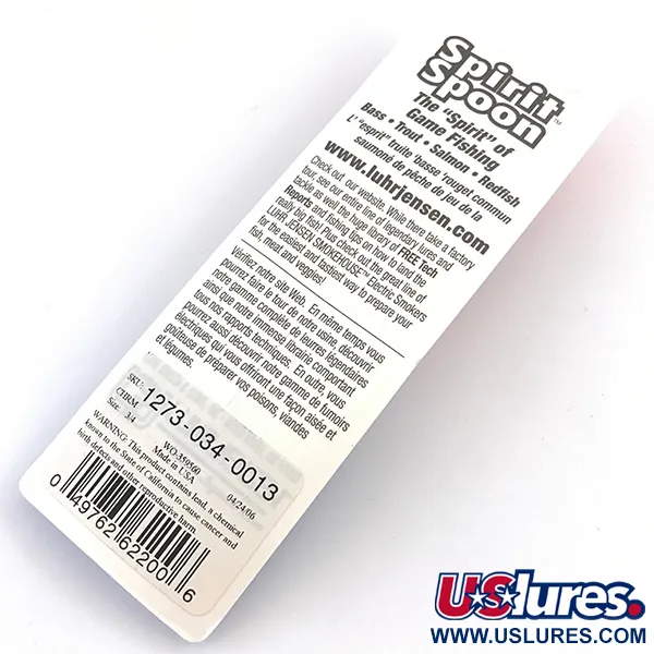  Luhr Jensen Spirit Spoon , 3/4oz Nickel / Red fishing spoon #4940