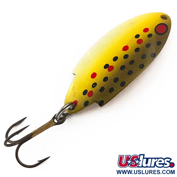 Vintage   Thomas Buoyant, 1/4oz Yellow Trout / Gold fishing spoon #4960