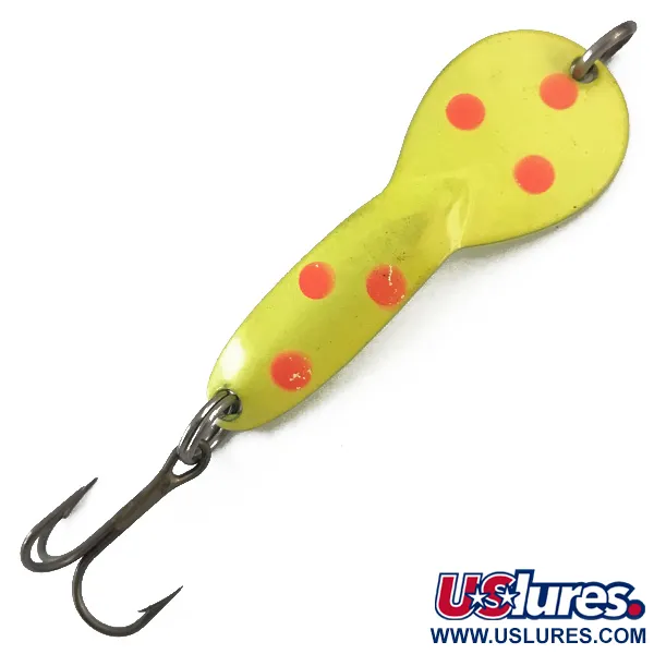 Vintage   Loco 2 Glen Evans UV, 1/4oz Yellow / Red / Nickel fishing spoon #4963
