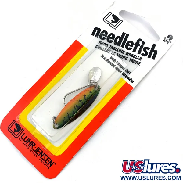  Luhr Jensen Needlefish 1 UV, 1/16oz Fire Tiger fishing spoon #5005