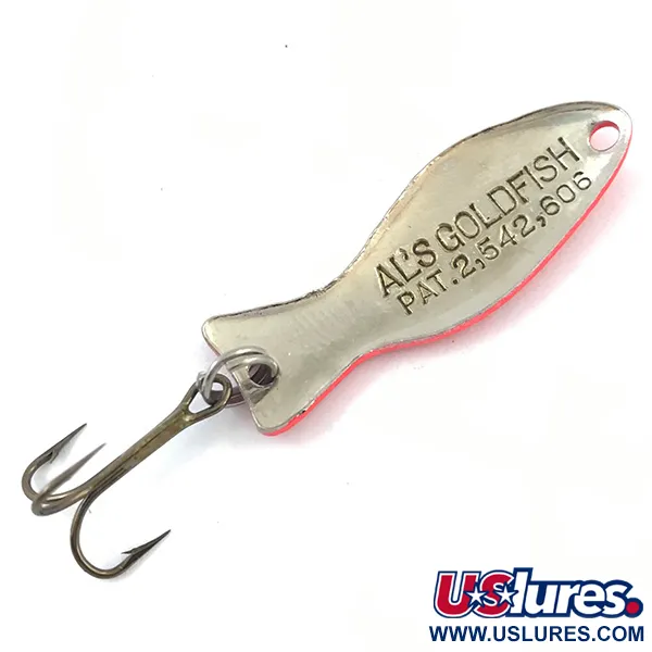 Vintage   Al's gold fish UV, 3/16oz Fluorescent Pink UV / Nickel fishing spoon #5039