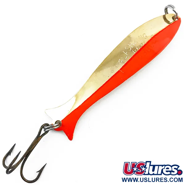 Vintage   Acme Flash-King Wobbler, 3/16oz Gold / Orange fishing spoon #5041