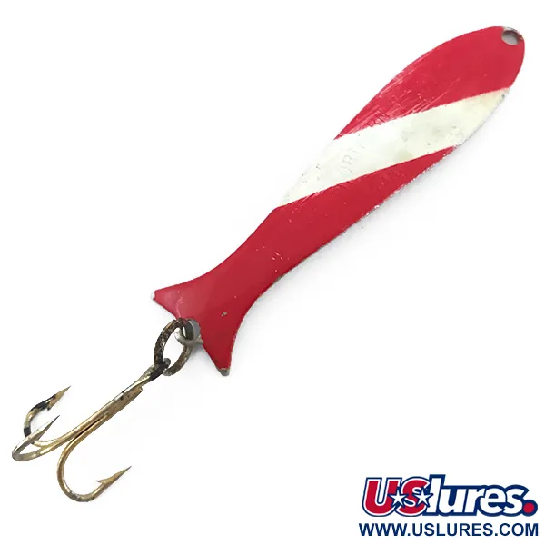 Vintage  Atlantic Lures Northern Wobbler, 3/16oz Red / White / Nickel fishing spoon #5042