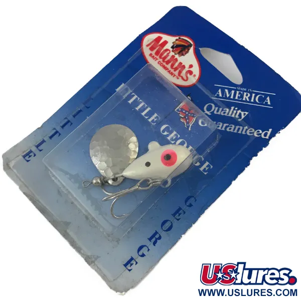  Mann's Bait  Little George, 1/2oz White / Hammered Nickel fishing spoon #5053